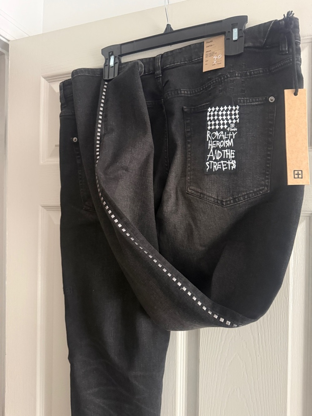 Ksubi Black Slim Straight Jeans with White Back-Pocket Graphic - Picture 6 of 6